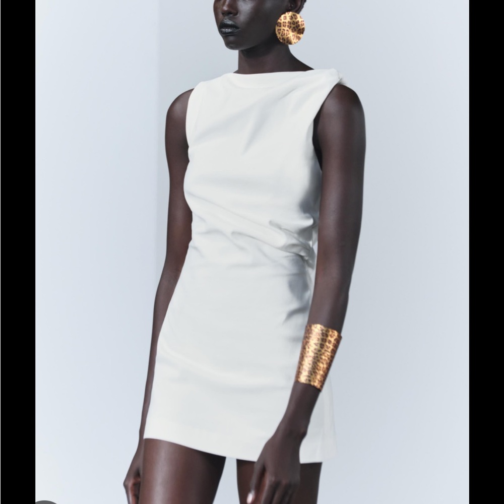 ZARA mini white draped dress